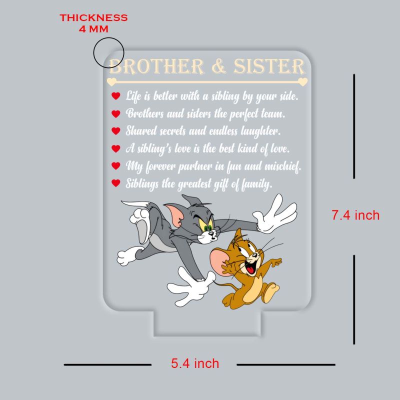Brother Sister UV Print Multicolor LED Night Lamp – Tom & Jerry Acrylic Light